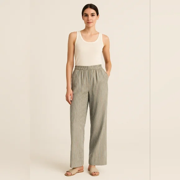 Scotch And Soda Striped Brown And Blue Women's Pants Size XL - Picture 1 of 14